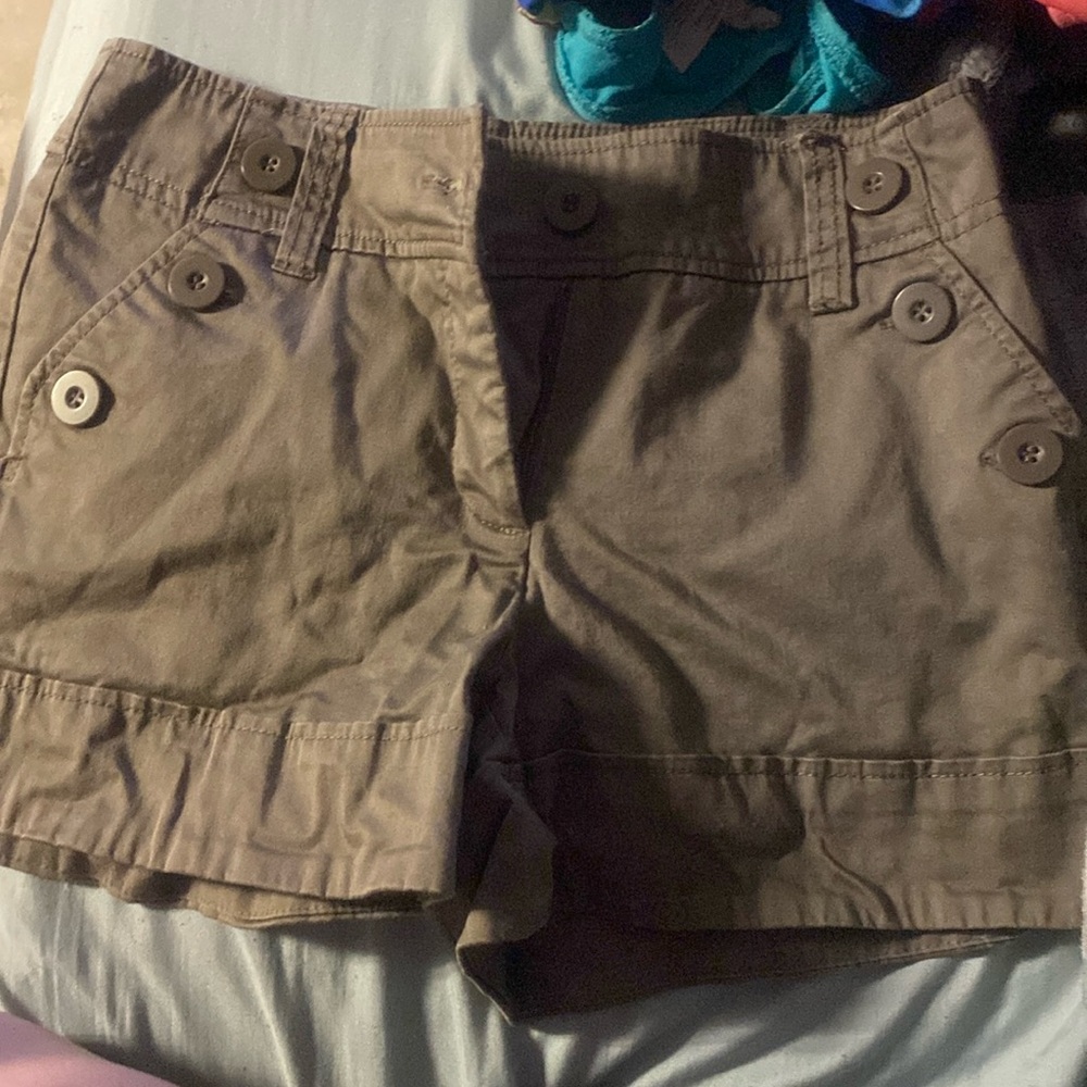 Brown pair of cargo shorts.